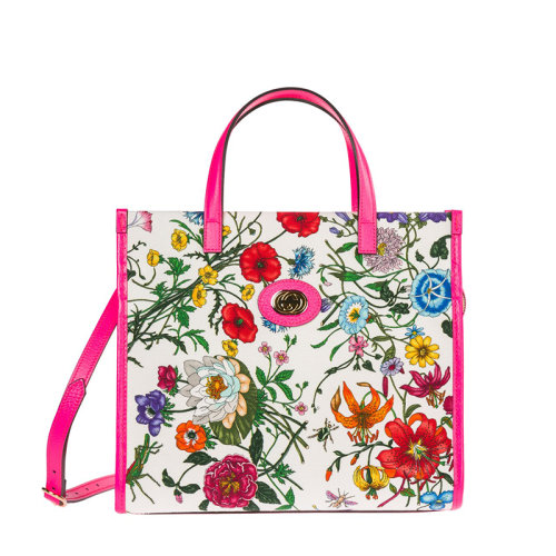 【包税包邮】gucci/古驰 女包 花卉图案装饰 时尚百搭 互扣式双g 女士