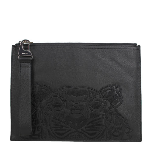 kenzo/高田贤三 男士虎头刺绣牛皮手拿包手提包 fa55pm302l49 99c