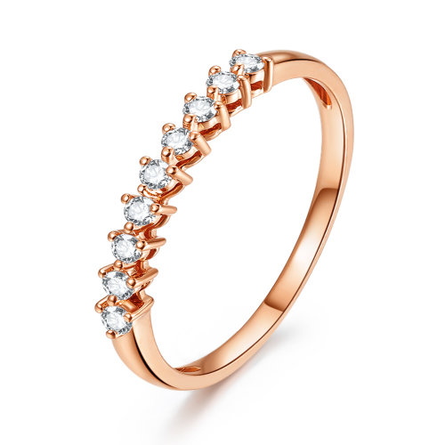 mingzuan/鸣钻国际 逐爱 黄18k金钻石排戒护戒 定制求婚钻戒结婚戒指