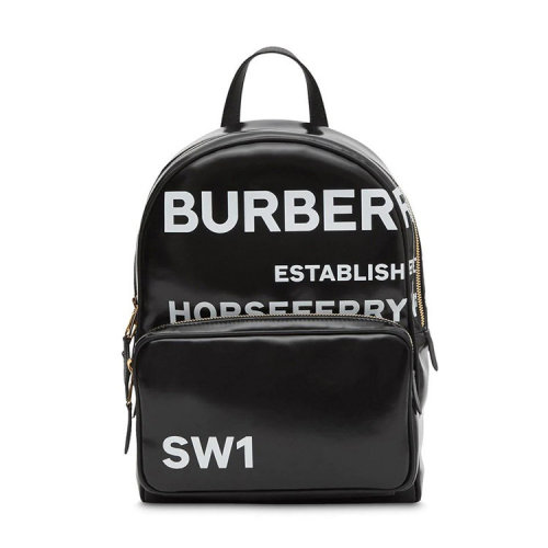 burberry/博柏利 巴宝莉horseferry女包 女士简约拉链黑色皮质双肩包