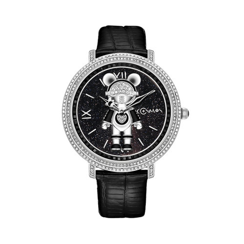 星际熊2020新款手表水钻奢华时尚女士手表舒适真皮表带学生情侣表