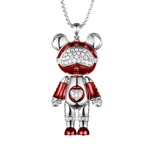 星际熊毛衣链轻奢单品施华洛世奇元素电镀水晶项链饰品