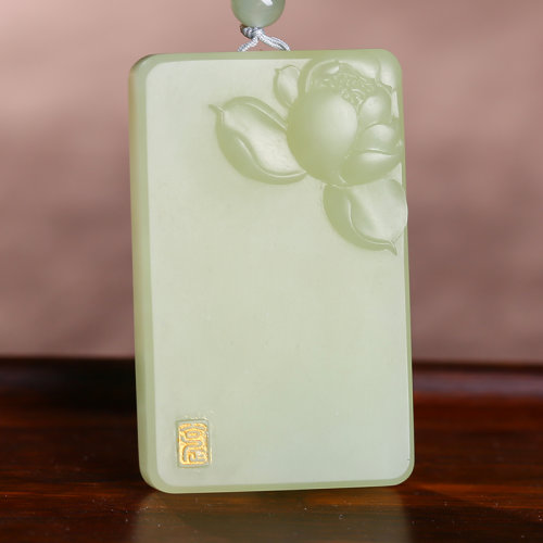 【玉雕大师冀克正工作室作品】和田玉吊坠 黄口料荷韵莲花玉石坠子