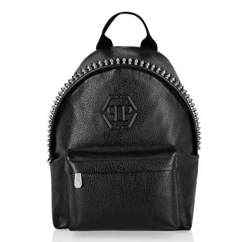 philippplein/菲利普·普兰新款牛皮金属标识双肩包背包p20amba0914