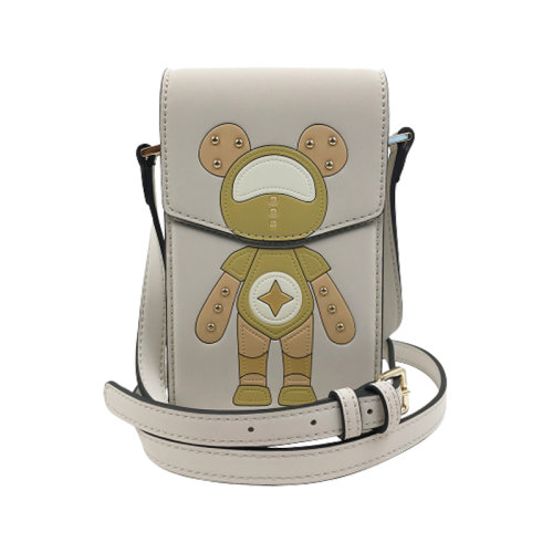 星际熊圆形小包包女可爱小熊造型时尚拼色女包单肩斜跨百搭小方包