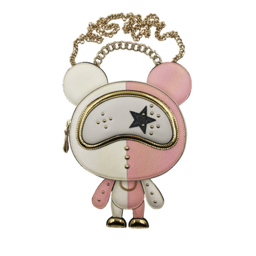 星际熊圆形小包包女可爱小熊造型时尚链条女包单肩斜跨百搭小圆包