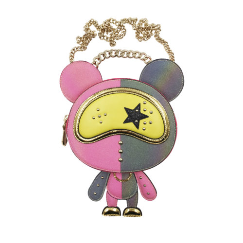 星际熊圆形小包包女可爱小熊造型时尚链条女包单肩斜跨百搭小圆包