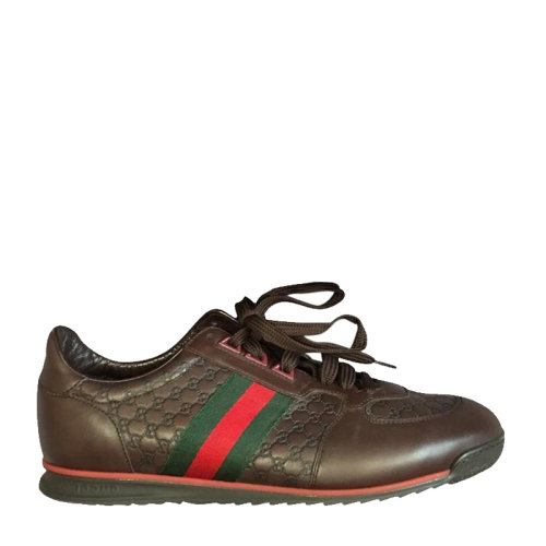 gucci/古驰 男士黑色小牛皮经典双g logo休闲运动鞋平底鞋男鞋