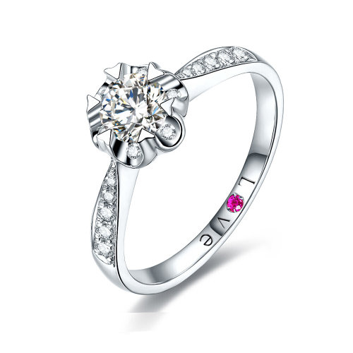 mingzuan/鸣钻国际 pt950铂金钻戒女 白金钻石戒指婚戒 求婚戒指 20分