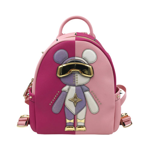 星际熊女包小包包女2020新款包时尚拼色双肩包ins百搭手提包 中款