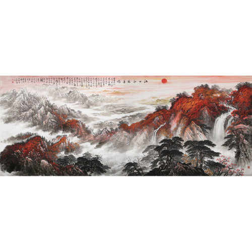 6米《江山如此多娇》 中国书画家协会理事 客厅办公室巨幅山水画