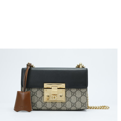 gucci(古驰) #乌木色pvc配皮padlock系列小号单肩斜挎包