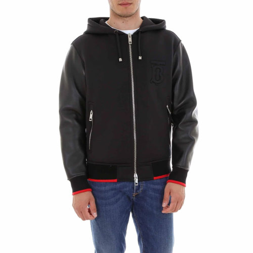 burberry 博柏利 男装 服装 黑色tb标识连帽拉链短款外套 男士夹克