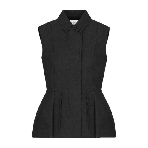 dior/迪奥 女装 服装 黑色柞蚕丝无袖束腰 女士短袖t恤