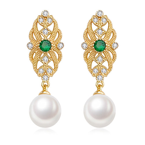 cloris/克劳瑞斯【新款】淡水珍珠耳环 优雅复古风耳坠 7.5-8mm 女款