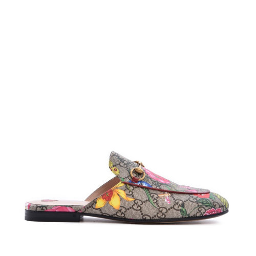 gucci/古驰 古琦女鞋 马衔扣 双g花卉印花 女士花色平跟鞋拖鞋 432772
