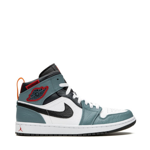 nike/耐克 air jordan 1 mid 男款 aj1 白黑蓝 中帮 篮球鞋 cu2802