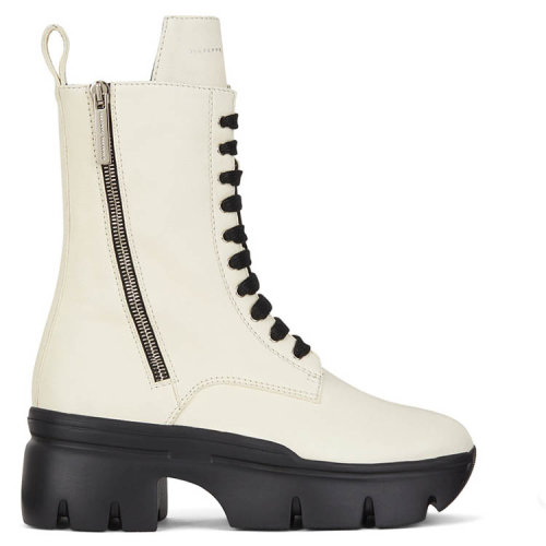 giuseppezanotti/朱塞佩·萨诺第白色羔羊皮侧面拉链开合意大利制造