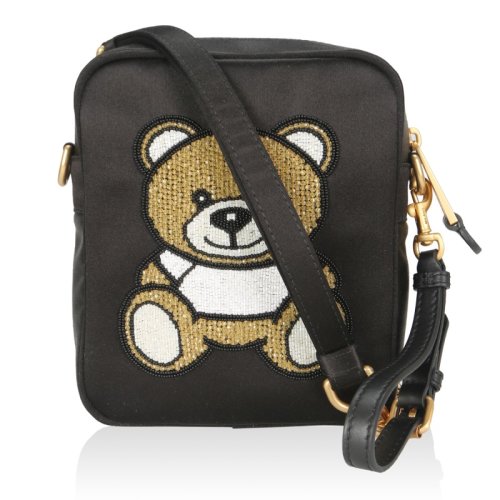 斜挎包】moschino/莫斯奇诺 女士黑色聚酯纤维 小熊 小号 斜挎包 7429