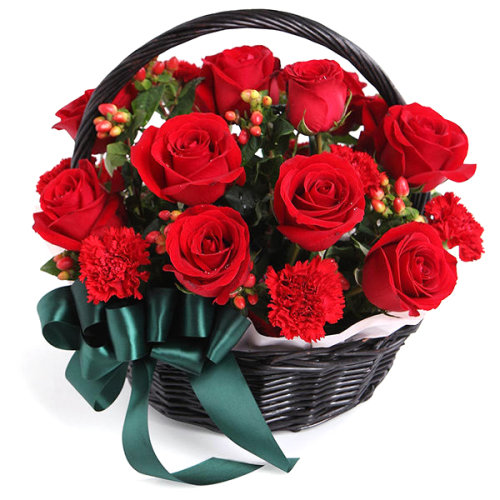 花礼/爱的思念/手提式花篮红玫瑰12枝/七夕情人节女朋友闺蜜浪漫生日