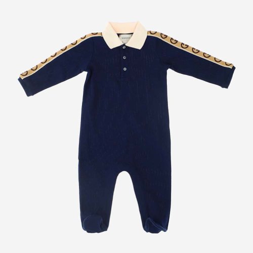 gucci/古驰 20年秋冬 百搭 男童 logo 蓝色 婴幼儿连体衣 627090 xjco
