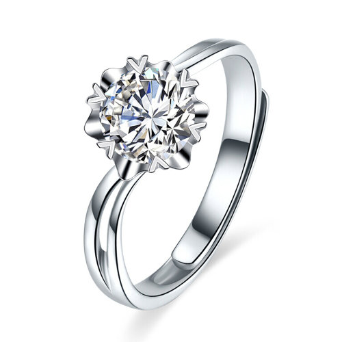 mingzuan/鸣钻国际 雪花 钻戒 pt950铂金钻石戒指结婚求婚钻石戒指女