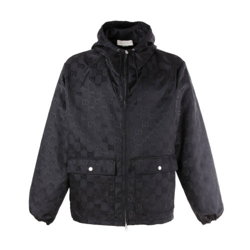 【20秋冬】gucci/古驰 古琦男装 双g 男士黑色尼龙秋冬夹克 631105z