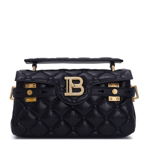 balmain/巴尔曼 黑色 女士bbuzz 26 baguette绗缝饰法棍手提包 un1s