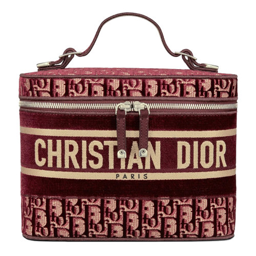 【包税】dior/迪奥 2020秋冬新款diortravel系列 酒红色天鹅绒老花