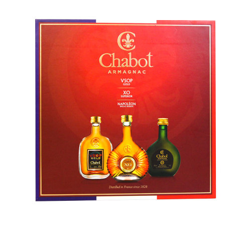 戛堡chabot法国原装进口雅文邑白兰地礼盒(xo/拿破仑/vsop)50ml*3瓶