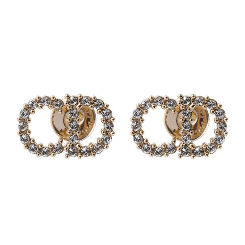 dior(迪奥) #浅金色cd镶水钻耳钉