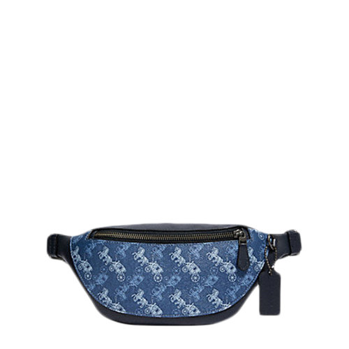 coach 蔻驰 男士蓝色pvc配皮腰包 f376qbimc