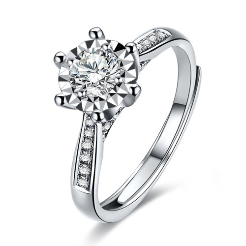 mingzuan/鸣钻国际 钻戒女 钻石戒指 pt950铂金白金六爪钻石戒指活口