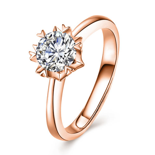 mingzuan/鸣钻国际 恒爱 钻戒女 玫瑰金彩金钻石戒指女 结婚求婚女款