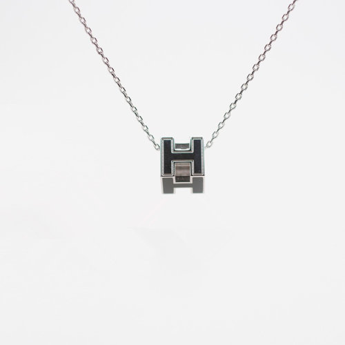 hermes/爱马仕项链 cage d'h项链 黑色银链 女士项链 黑色