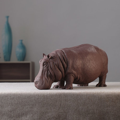 李建伟助理工艺美术师茶宠雕塑原矿紫砂大河马