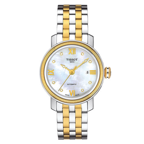 tissot/天梭港湾系列珍珠贝母钻石刻度镶嵌经典机械女表t097.007.22.
