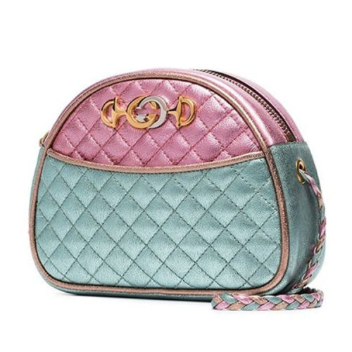 gucci/古驰拼色皮质迷你女士菱格手袋 单肩包534951 0u14x 5879 拼色