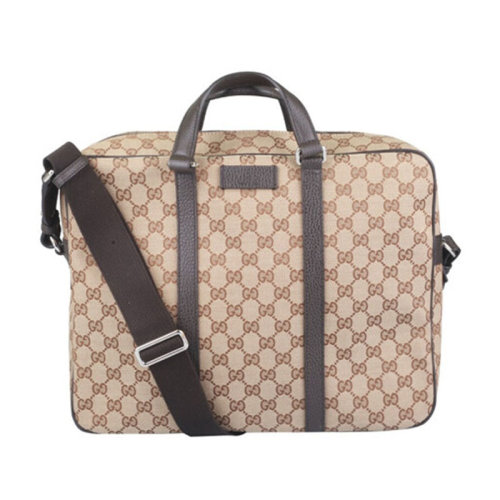 【预计2-3周左右】gucci/古驰 男士棕色织布配牛皮手提公文包449168