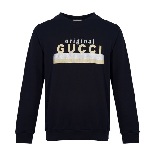 【gucci古驰 男卫衣】gucci /古驰 经典黑色金标 休闲 男卫衣617964
