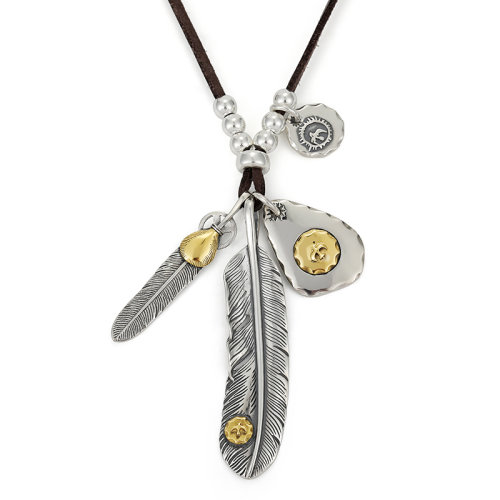 colimida/口力米大 菊地健飞鹰羽毛项链男纯银个性