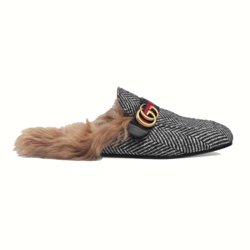 【大陆现货秒发】gucci/古驰 织物 套脚 男士 灰色 棉拖鞋 男鞋 男士