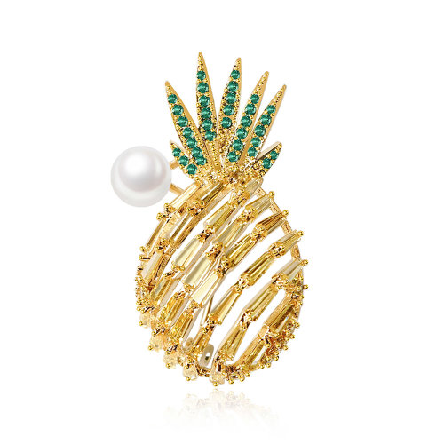 cloris/克劳瑞斯 【好物推荐】水晶小菠萝淡水珍珠胸针 小巧可爱 ins