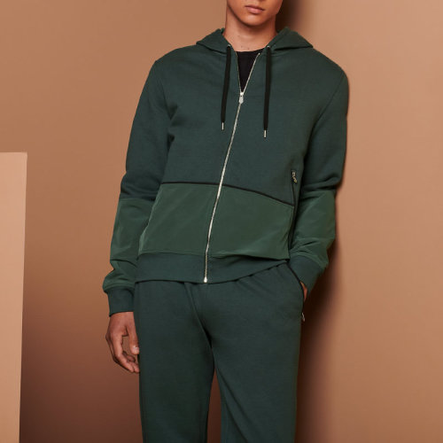 hermes/爱马仕 "运动胶囊"系列拉链连帽慢跑运动衫 英国绿 h047830ha0