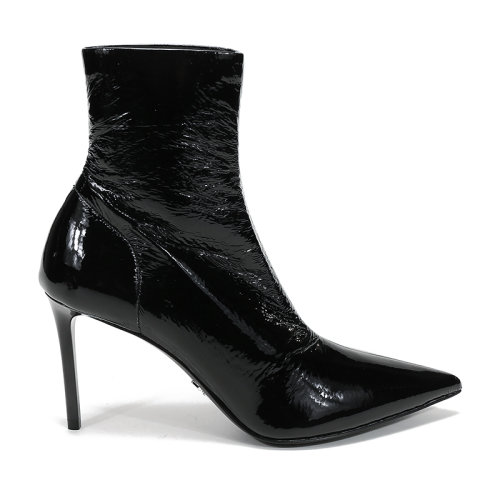 prada/普拉达 女士织物配皮尖头高跟鞋靴子短靴 1t003m 3lbk f b085