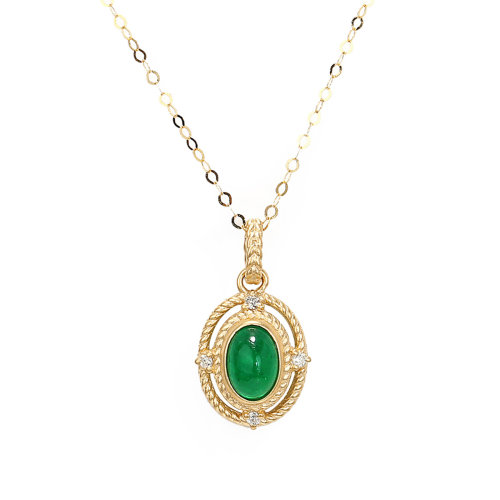 daisy fellowes/黛西法罗 彩宝系列项饰 女士18k金镶祖母绿蛋面吊坠