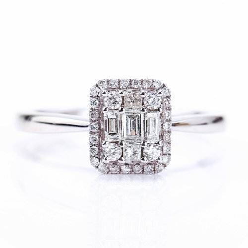 fellowes/黛西法罗 钻石系列戒指 女士18k金方形奢华钻石戒指 钻戒女