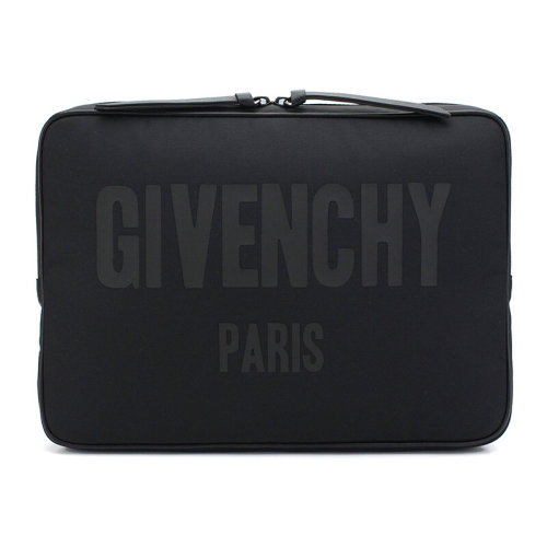 givenchy/纪梵希 字母印花装饰 男士黑色尼龙手拿包 bj05019240-001