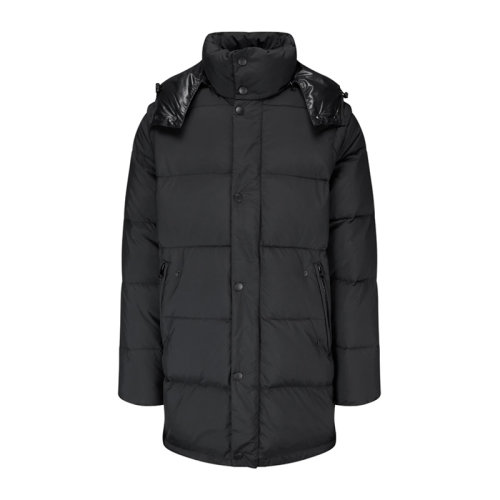 kenzo/高田贤三 男士黑色聚酯纤维羽绒棉中长款连帽外套羽绒服f965ou