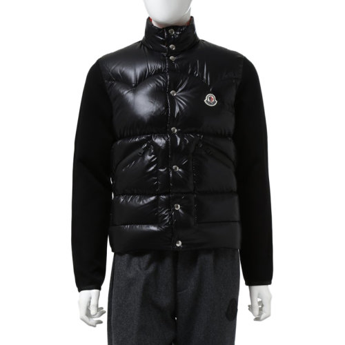 moncler/蒙克莱 genius 男士黑色logo补丁短款 男士羽绒服外套
